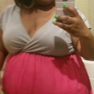 Pink and Gray hi low dress